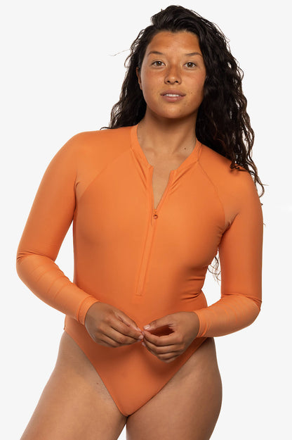  Paloma Long Sleeve Zip-Up Surf One Piece - Sahara