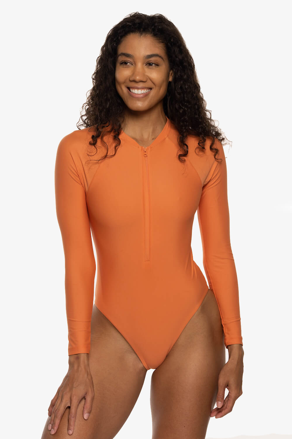  Paloma Long Sleeve Zip-Up Surf One Piece - Sahara