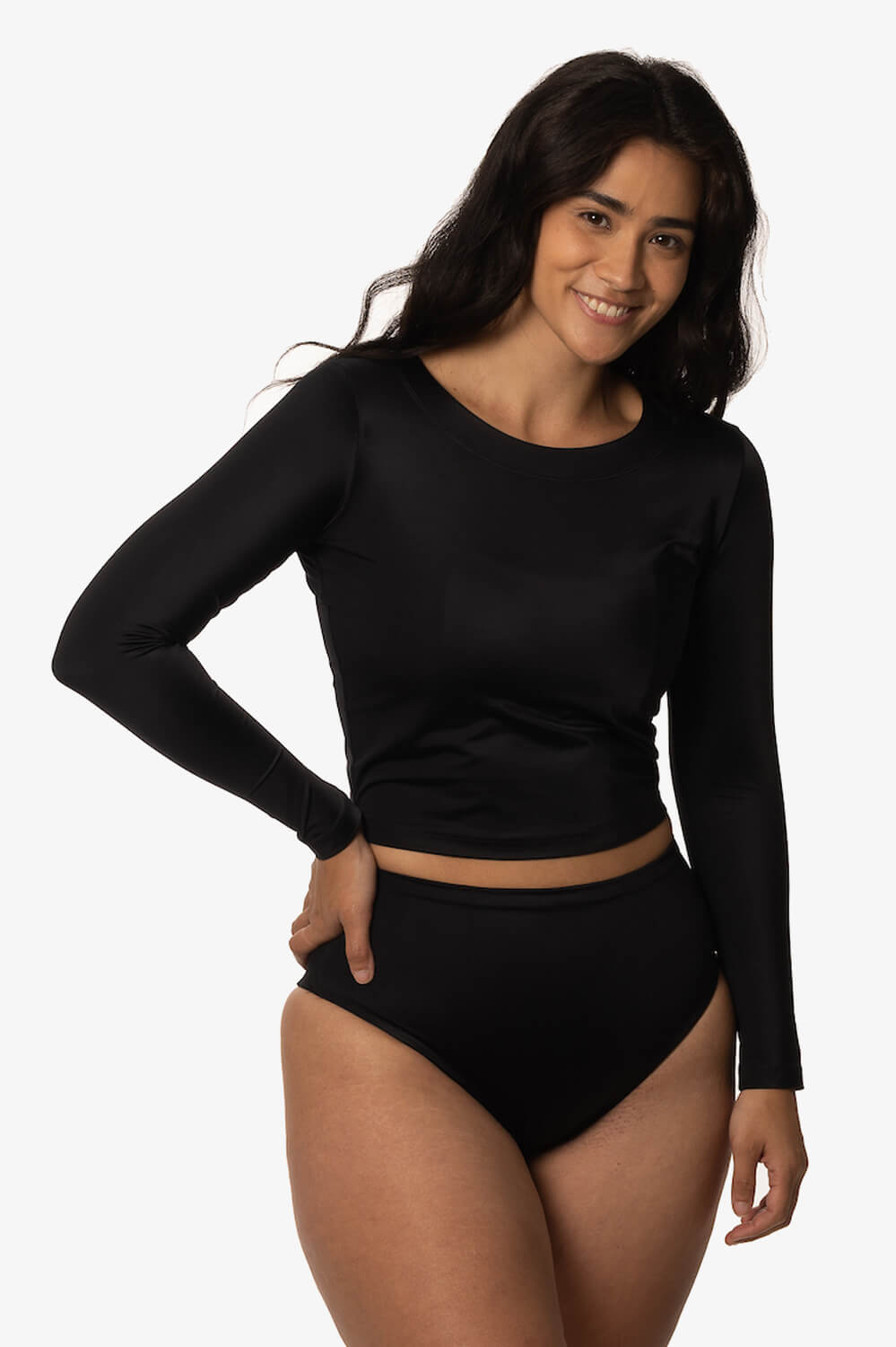  Freya Long Sleeved Crop Rashie - Black