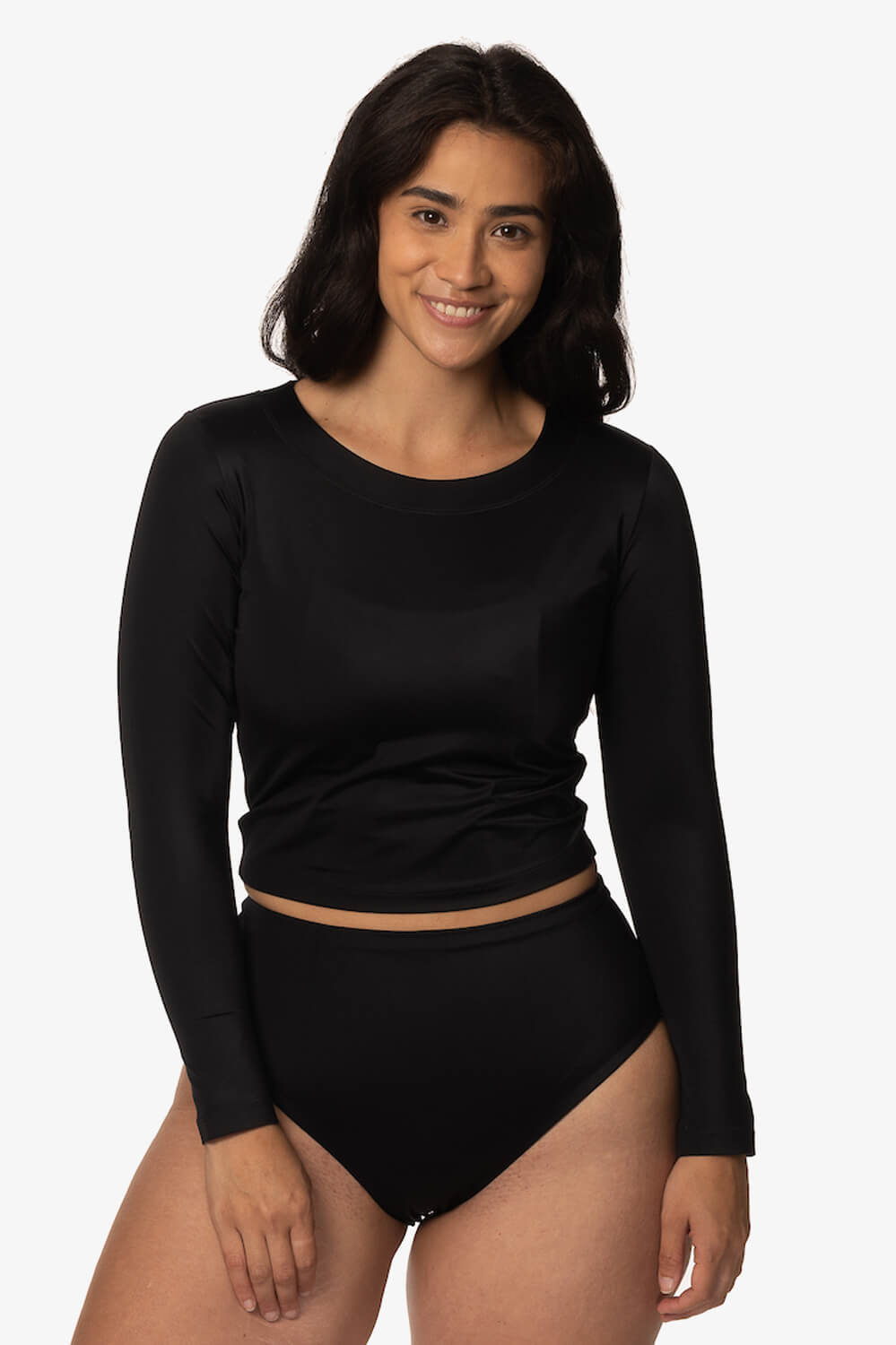  Freya Long Sleeved Crop Rashie - Black