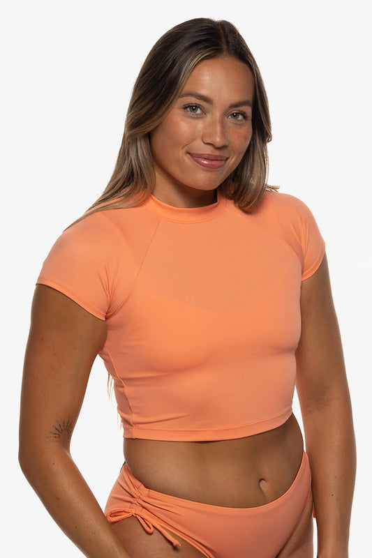  Talia Short Sleeved Crop Rashie - Guava