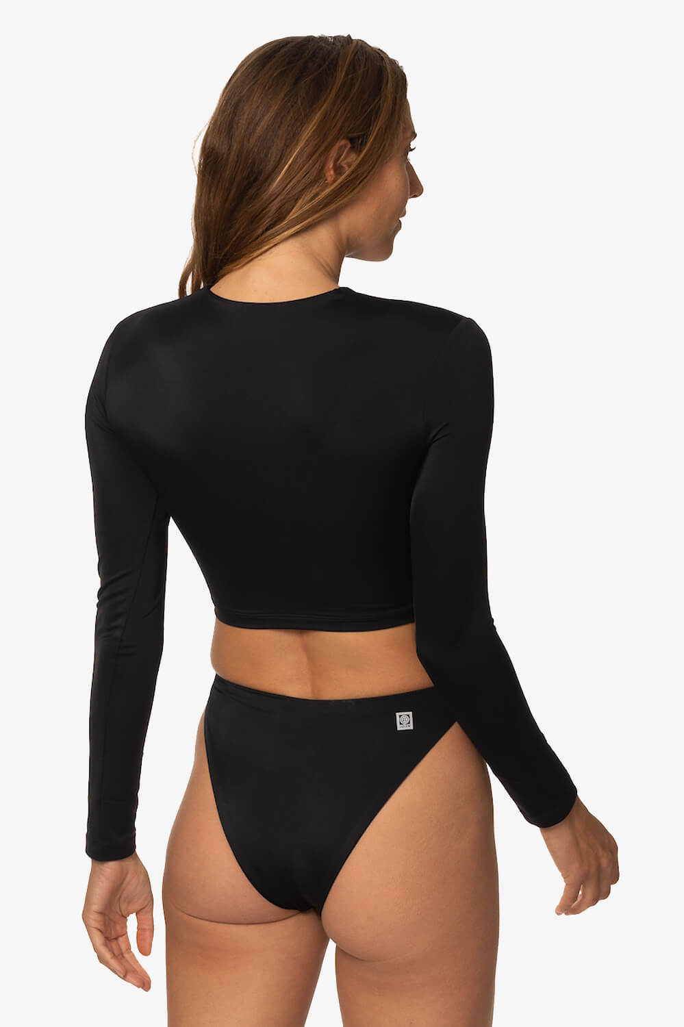  Taranaki Long Sleeved Crop Cut-Out Rashie - Black
