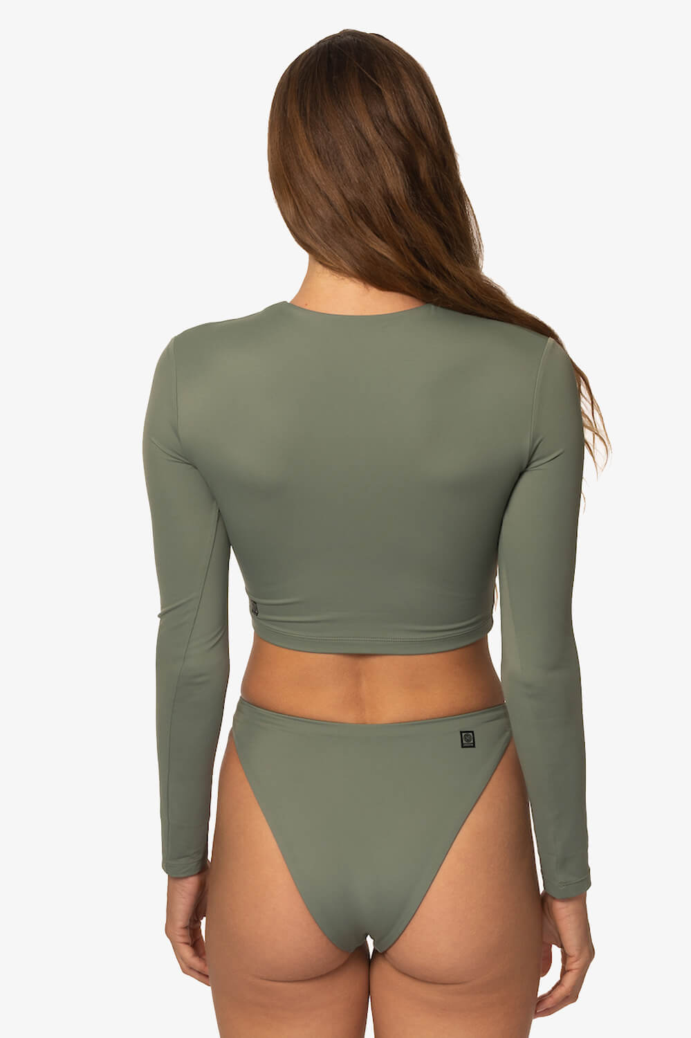  Taranaki Long Sleeved Crop Cut-Out Rashie - Eucalyptus