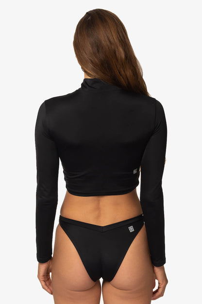  Tofino Long Sleeved Crop 1/4 Zip-up Rashie - Black