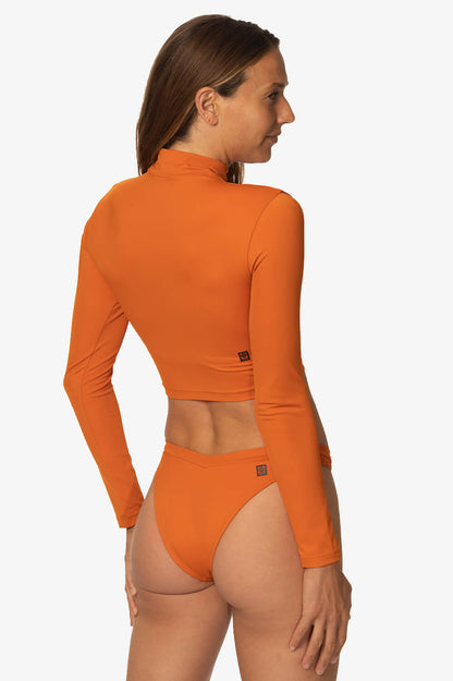 Tofino Long Sleeved Crop 1/4 Zip-up Rashie - Ginger