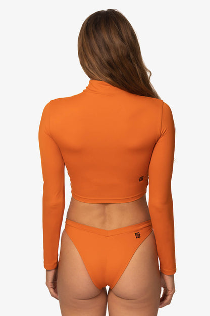 Tofino Long Sleeved Crop 1/4 Zip-up Rashie - Ginger
