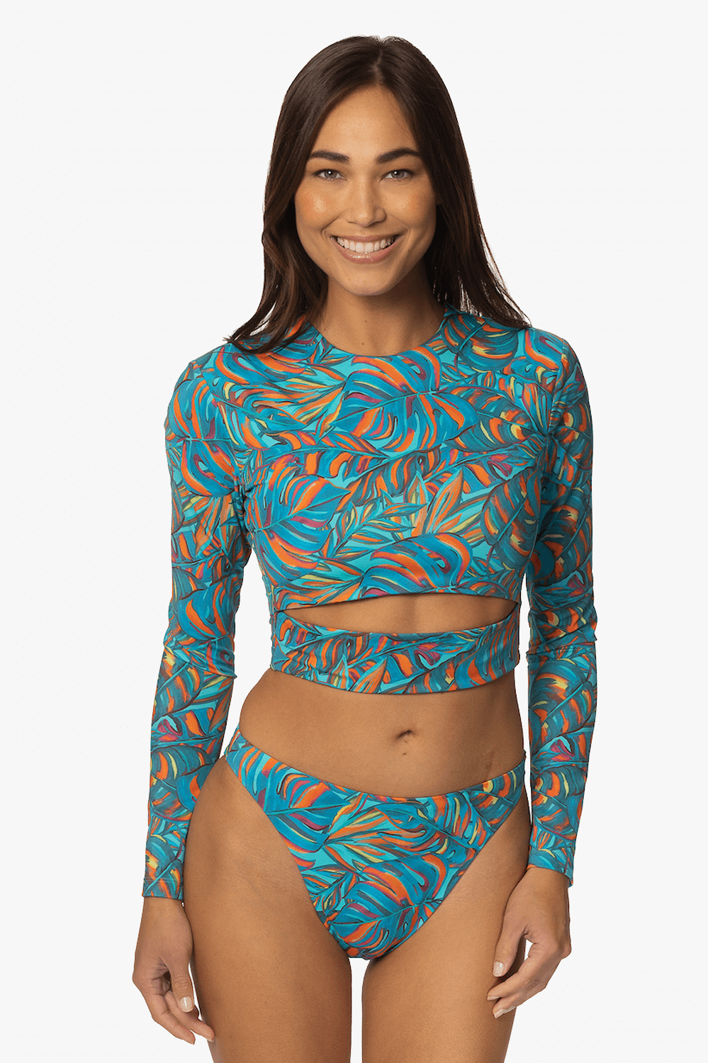  Taranaki Long Sleeved Crop Cut-Out Rashie - Paradise