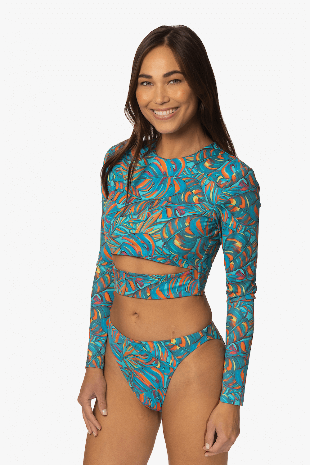  Taranaki Long Sleeved Crop Cut-Out Rashie - Paradise