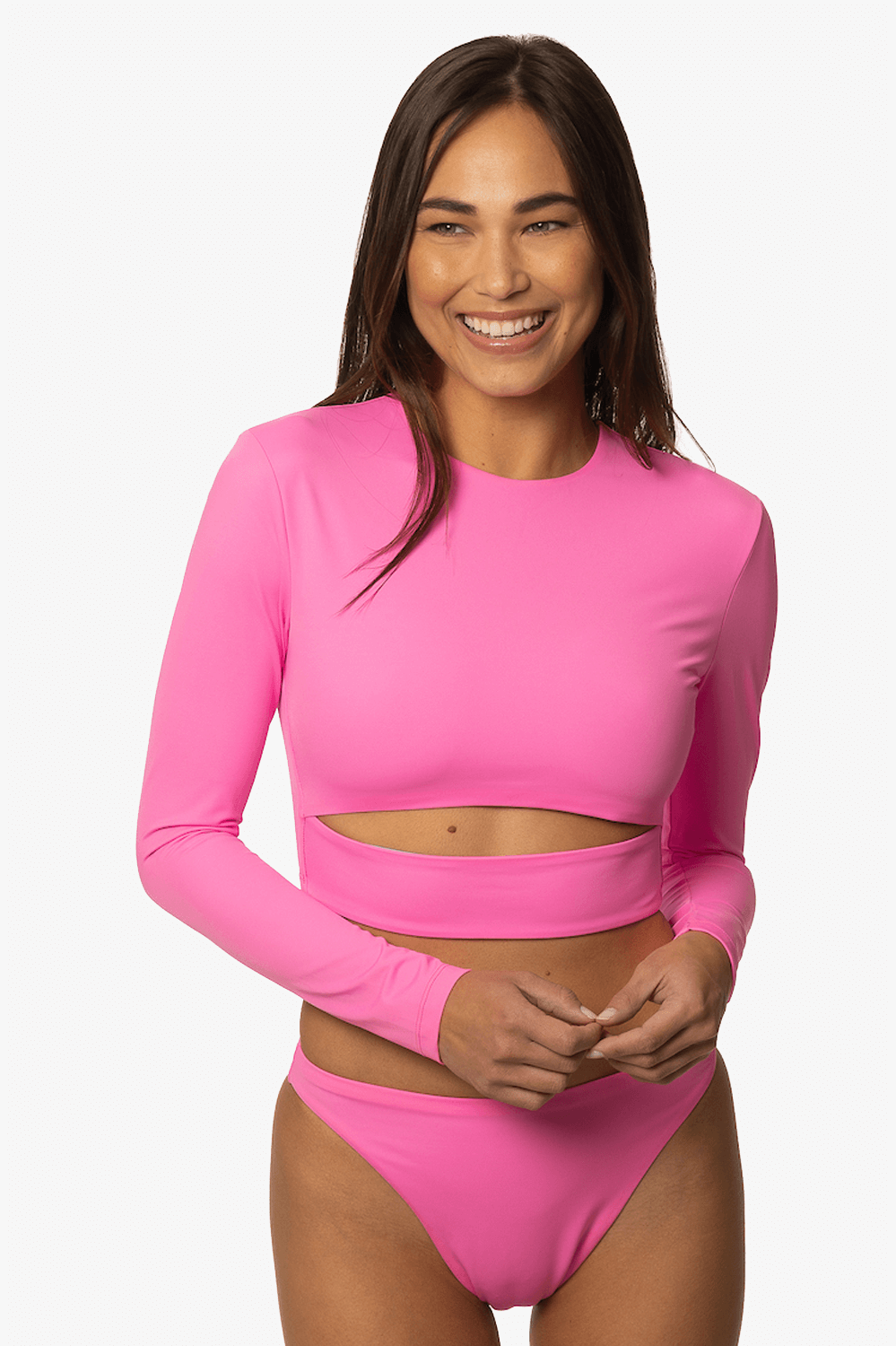  Taranaki Long Sleeved Crop Cut-Out Rashie - Passion