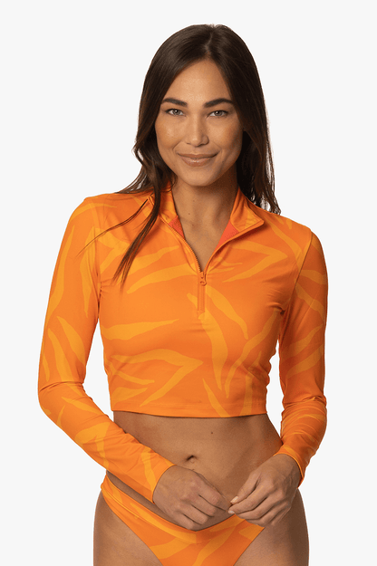  Tofino Long Sleeved Crop 1/4 Zip-up Rashie - Pyramid
